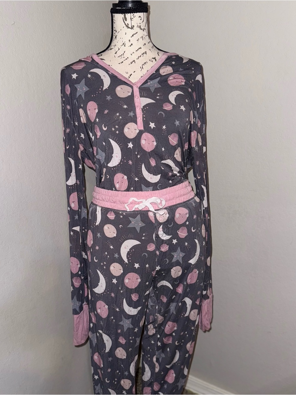 Women’s Large Little Sleepies Matching PJ Set “Pink To The Moon and Back”